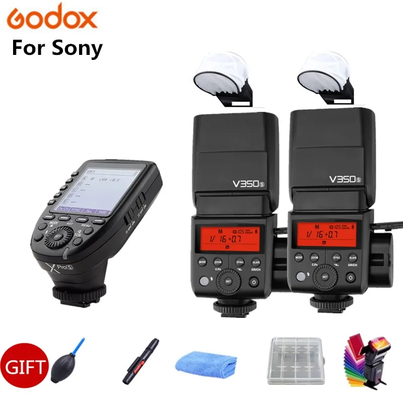 

2X Godox V350S TTL HSS Camera Flash Speedlite Built-in Li-ion Battery + Xpro-S Transmitter for SONY A7R A7RII A99 A6500 A58