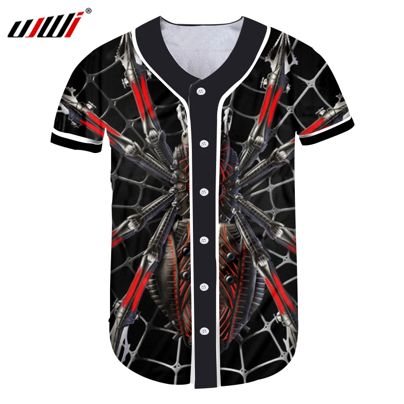 

UJWI 2018 летние топы 3D бейсбольные Джерси с железным пауком 3D принтованные футболки модные бейсбольные рубашки спортивные костюмы мягкая одеж...