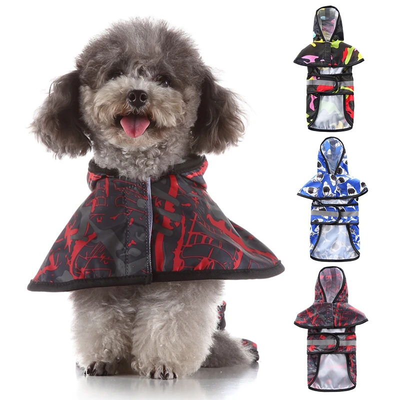 Dog Raincoat Puppy Rain Coat With Hood Reflective Waterproof Dog Clothes Soft Breathable Pet Cat Small Dog Rainwear XS- 4XL