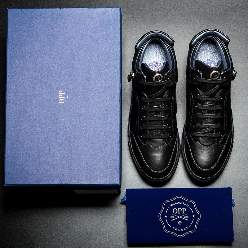 OPP/Новинка 2017 года Мужская повседневная обувь из натуральной кожи с высоким