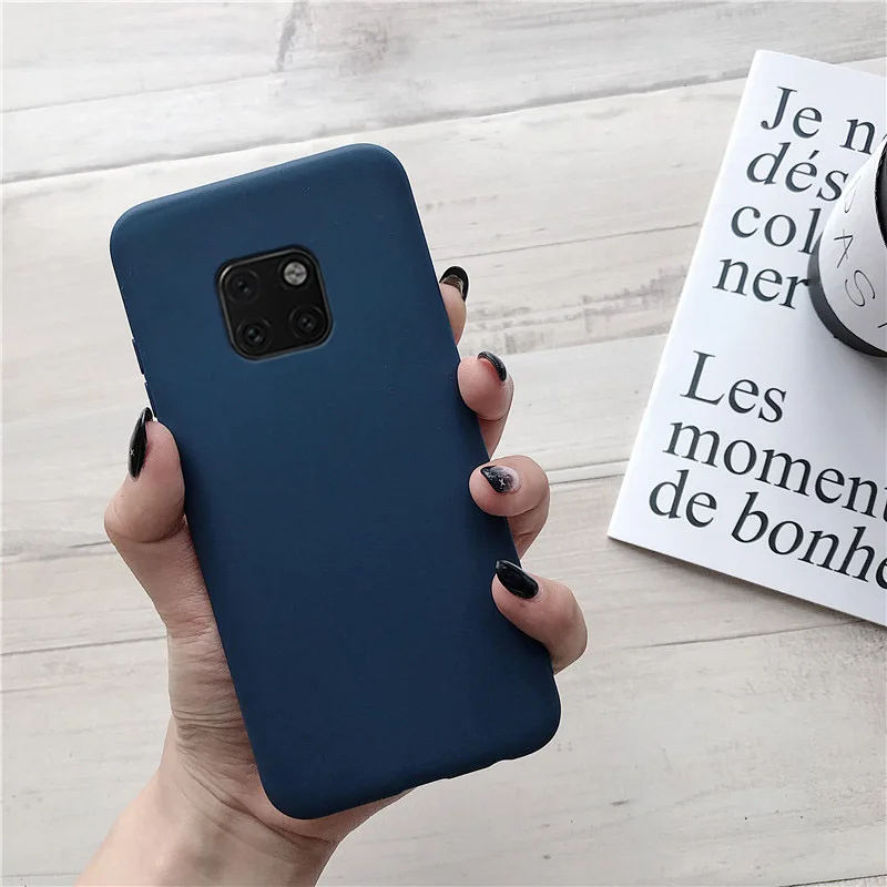 navy matte silicone phone case on for huawei mate 10 lite 20 lite mate20 mate10 lite 9 pro mate 30 candy color soft tpu back cover - Цвет: navy
