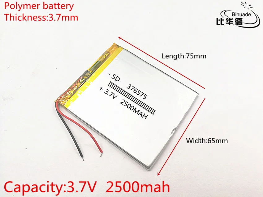 3 7 V 2500mAH 376575 PLIB Полимерный литий ионный/литий ионный аккумулятор для GPS mp3 mp4 mp5