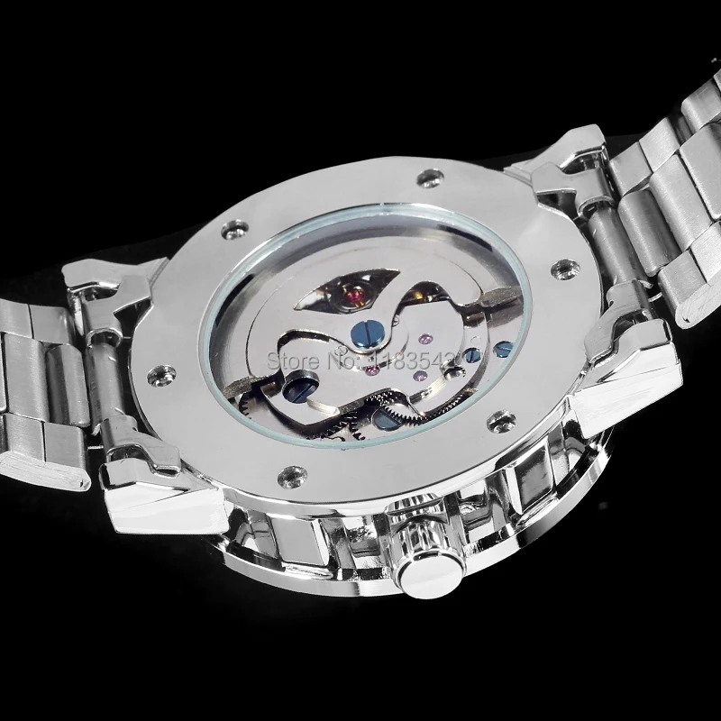 Winner WRG8008M4S3 automatic men new wristwatch free shipping skeleton silver color watch stainless steel band best gift | Наручные часы