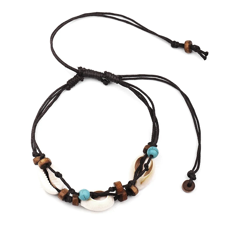 Fashion Bohemian Multiple Layers Wood Beads Anklets For Women Vintage Boho Shell Chain Anklet Bracelet Beach Summer Jewelry | Украшения и