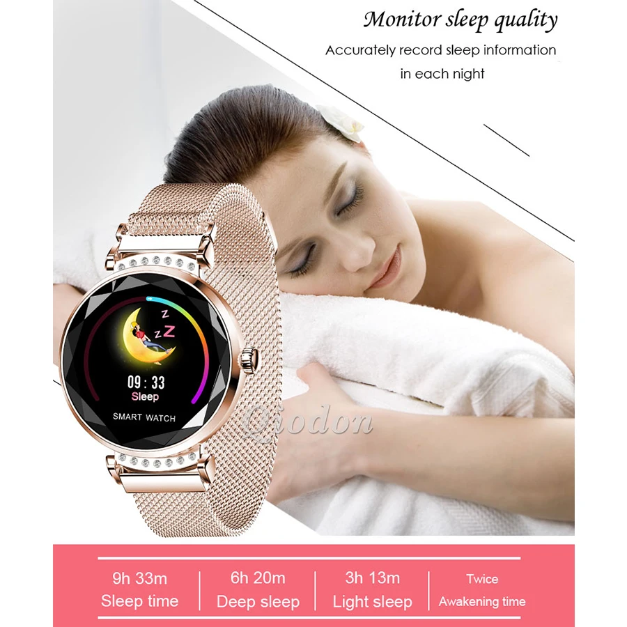 Waterproof Round Rhinestone Bluetooth Smart Bracelet Band Wristband Heart Rate Blood Pressure Monitor Fitness | Электроника