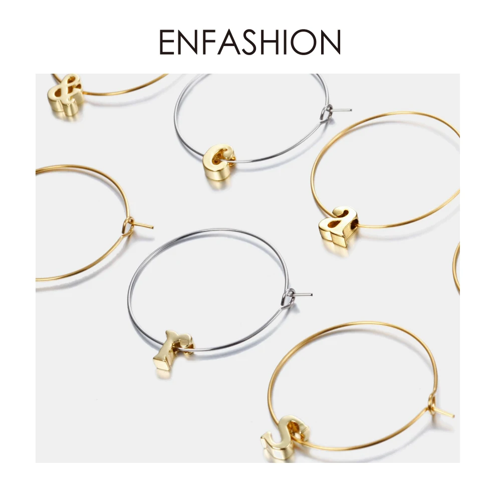 Enfashion, серьги-кольца с буквами, серьги золотистого цвета, Alfabet, начальные круглые серьги для женщин, сделай сам, ювелирные изделия oorbellen ohringe