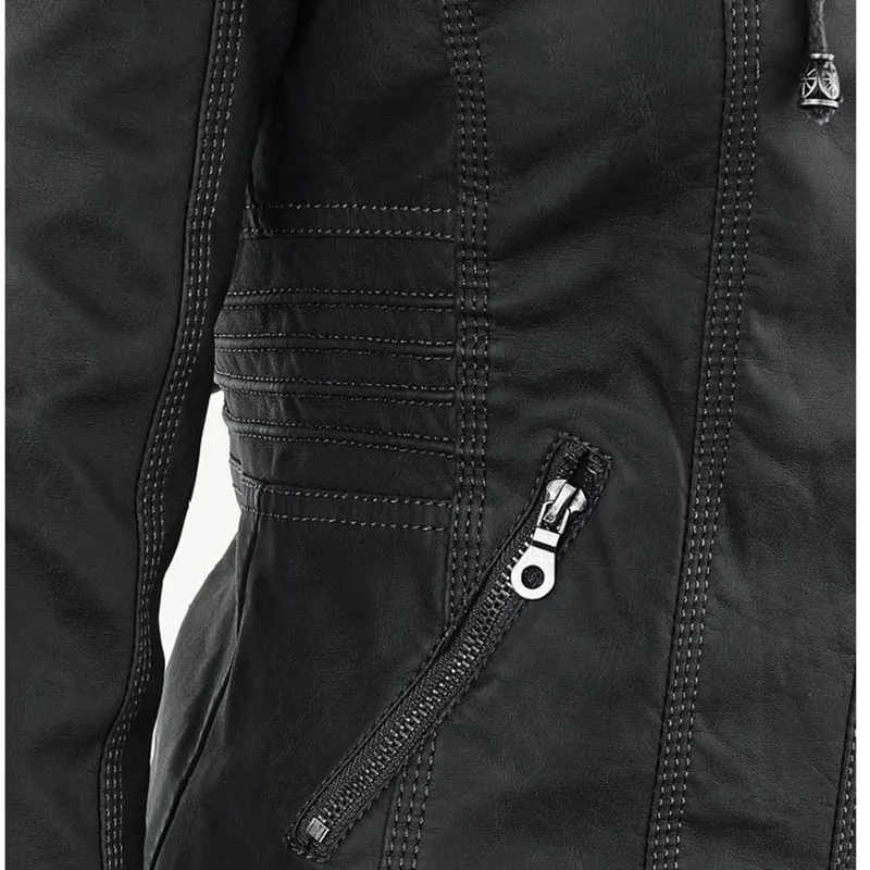 hooded leather Jacket women Gothic faux PU Jacket coat fashion Moto faux leather PU Coat female Plus size 7XL chaqueta muje
