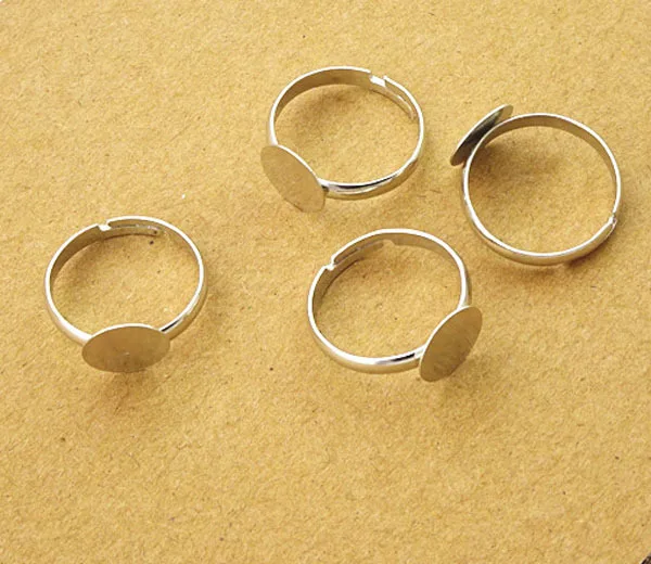 70 шт. клеевая прокладка 8 мм Diy Посеребренная кольцевая основа Anillo Регулируемые