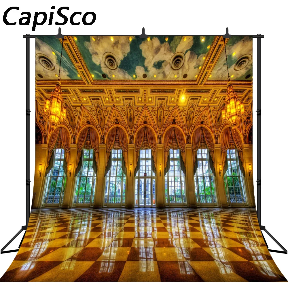 Capisco Customize vinyl print gorgeous golden palace photography backdrops for wedding photo studio portrait backgrounds | Электроника