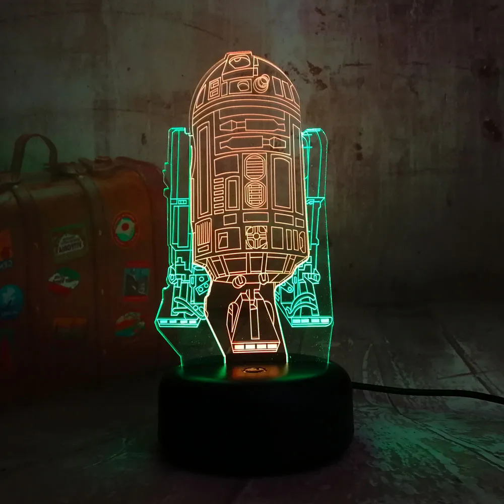 Звездные войны R2D2 космический корабль 3D светодиодный RGB 7 смешанных цветов