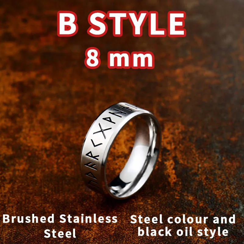 Bstyle-8mm BEIER, ширина 8 мм, модное кольцо Руна викингов, простые свадебные украшения для мужчин и женщин, подарок для влюбленных, Ретро стиль, Прямая поставка, BR-R105 - Цвет основного камня: Bstyle-8mm