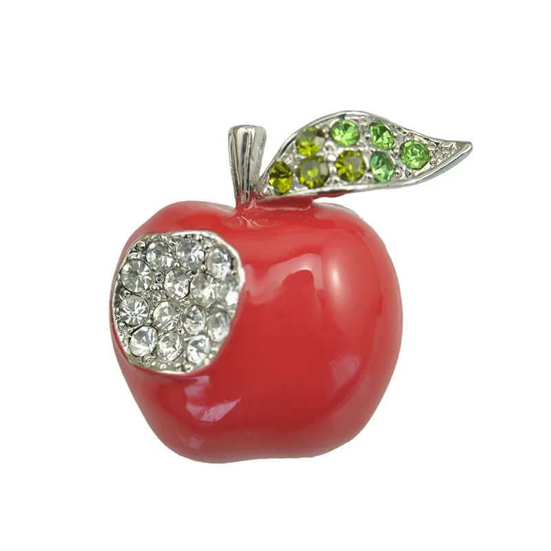 Модная брошь красное яблоко со стразами|apple brooch pin|brooch pinsfashion brooches pins |