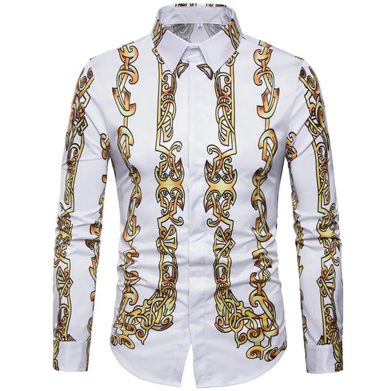 Mens Floral Shirt Men's Fashionable And Upscale Personality Camisas Sociais Masculina Leisure Size Slim Fit Cotton | Мужская одежда