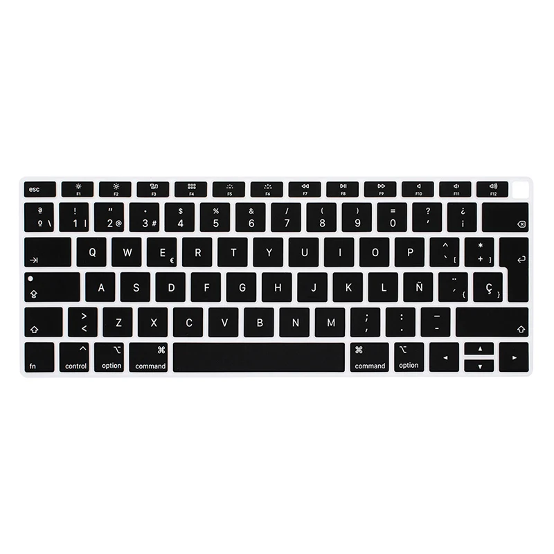 Черный ЕС-введите испанский или чили чехол-клавиатура протектор для macbook air 13 клавиатура крышка испанская модель A1932 силиконовая защитная пленка - Цвет: Черный