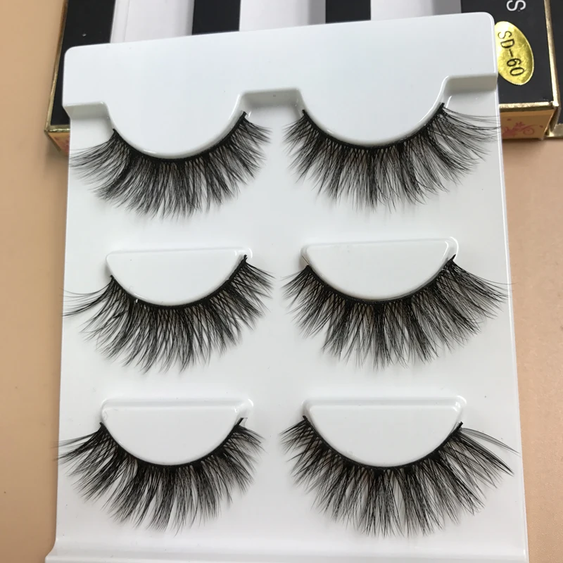 3 пары 3D натуральные густой крест накладные ресницы очарование ручной работы