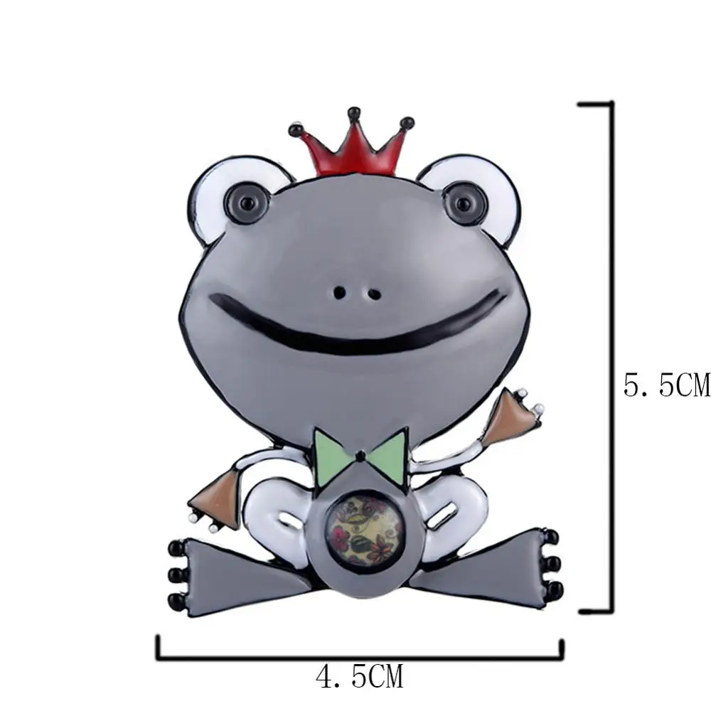 Новинка 2019 металлические эмалированные булавки и броши Cute Frog Prince для женщин