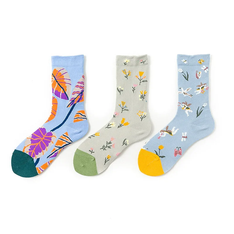 COSPLACOOL корейский стиль Харадзюку носки милые забавные жаккардовые Цветочные