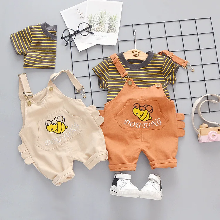 Для детей 1-4 лет новинка 2019 летняя модная короткая футболка в полоску для