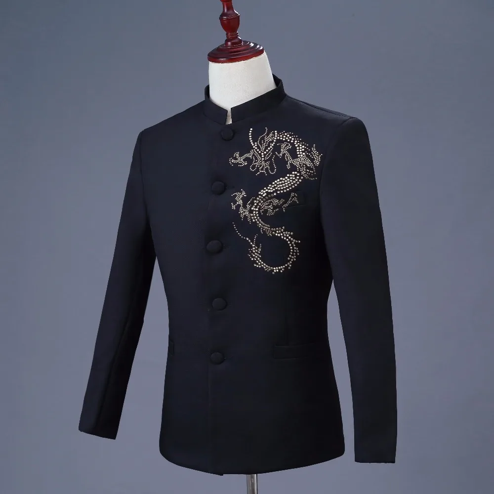 2018 элегантные брендовые смокинги для жениха Мужские пуговицы Черный Золотой