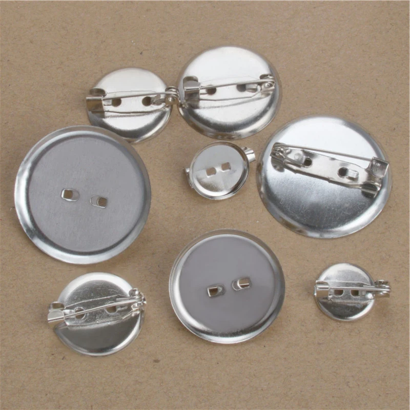 

50pcs/lot 15 20 25 30 mm Round Brooch Base Cabochon Blanks Trays with Brooch Pins Cameo Cabochon Base Setting for Diy Jewelry
