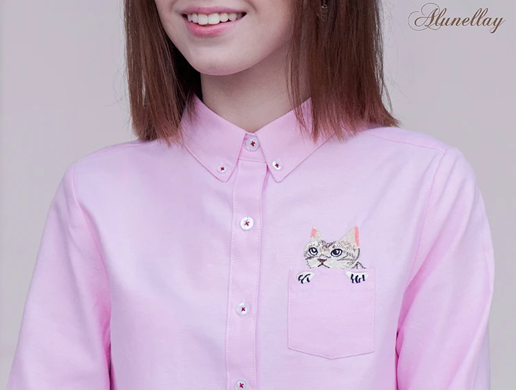 Новинка 2019 Модная белая хлопковая рубашка с длинным рукавом и вышитым воротником