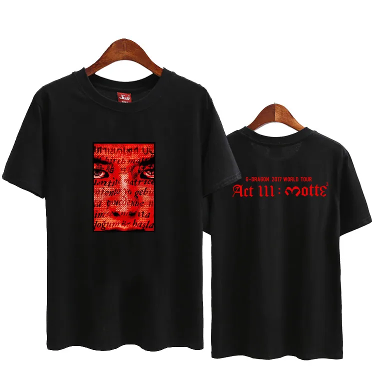 Kpop bigbang gd g-dragon world tour act iii motte футболка с короткими рукавами и круглым вырезом, летняя свободная футболка vips - Цвет: 1