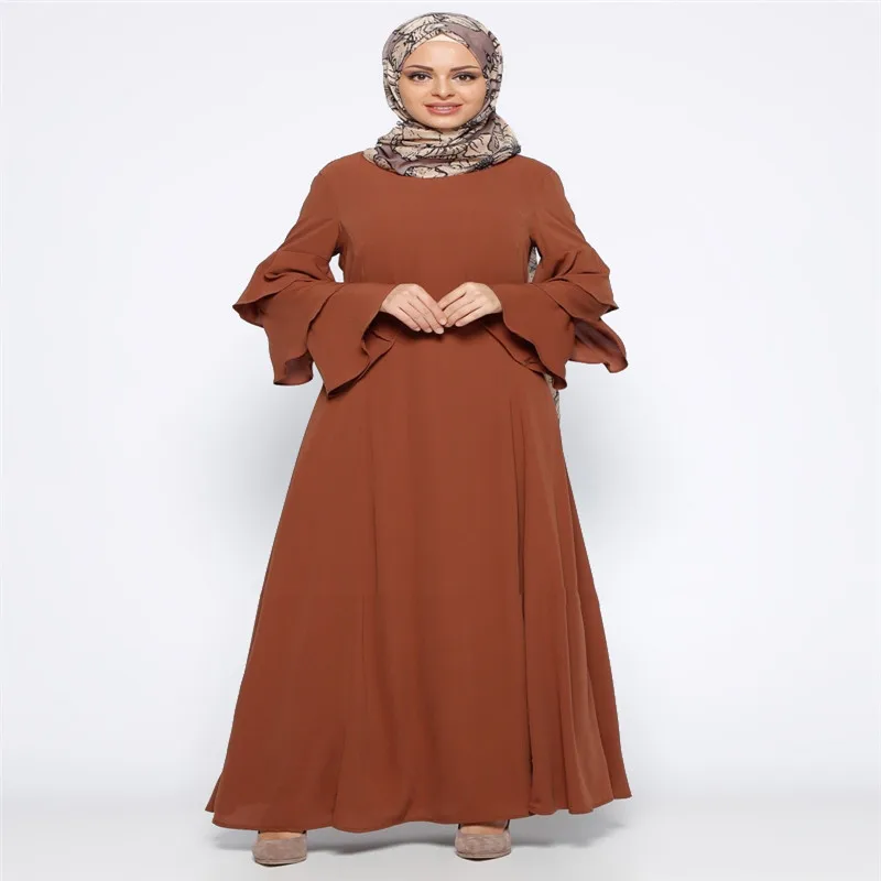 Женское платье макси с длинным рукавом Islamic Abaya Jilbab винтажное Кафтан оборками и