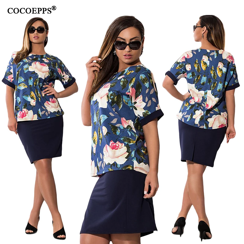 Женский летний комплект из 2 предметов Повседневное платье большого размера с