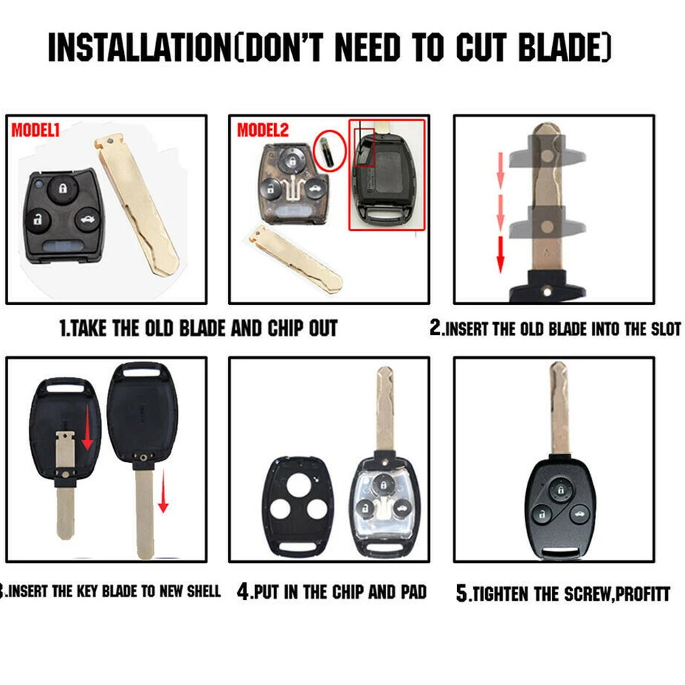 2 кнопочный ключ автомобиля оболочки лезвия дистанционного авто брелок чехол