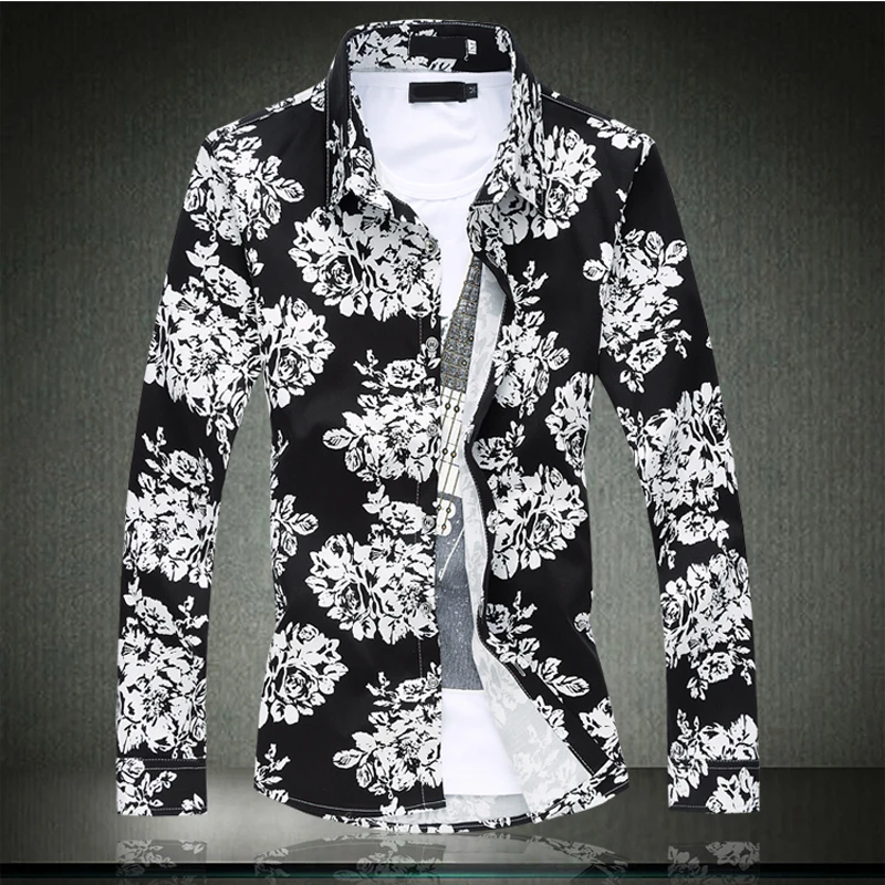 Новое поступление 2017 модная повседневная мужская рубашка большого размера с