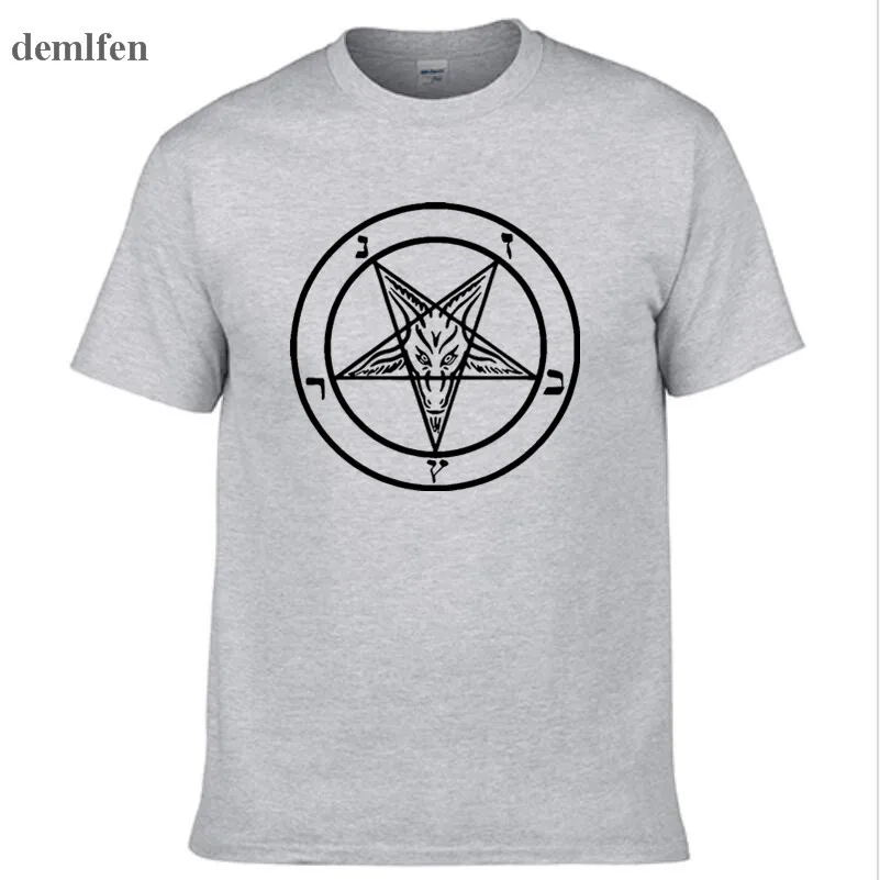 Pentagram Gothic Occult Satan men's Fashion Cotton short-sleeve Round Collar T-shirt Man Hip Hop Tees Tops | Мужская одежда