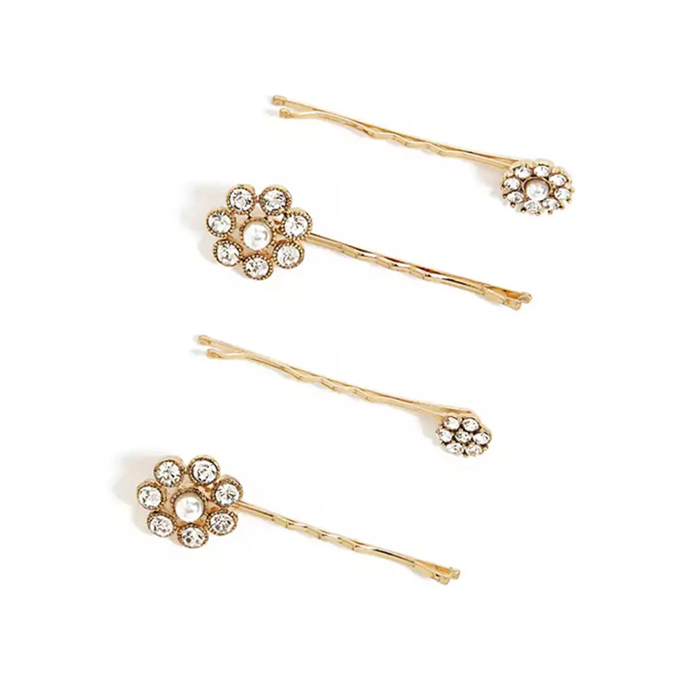 

Женская круглая заколка для волос с цветком из горного хрусталя, элегантная Хрустальная заколка для волос золотого и серебряного цветов, за...