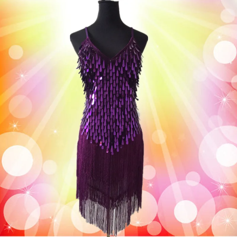 Представление сцены бахрома с блестками платье кисточками для латинских танцев