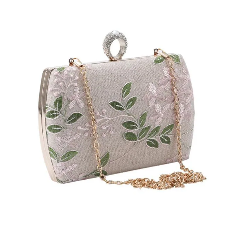 

2023 Women Lace Evening Clutch Diamond Ring Wedding Dinner Embroidery Bags Party Dinner Bags For Ladies Drop Shipping MN1274