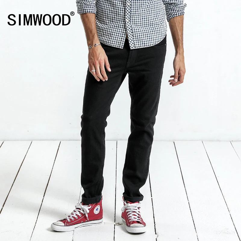 SIMWOOD 2017 Новинка зимы Redline джинсы Для мужчин Slim Fit черные туфли высокого качества