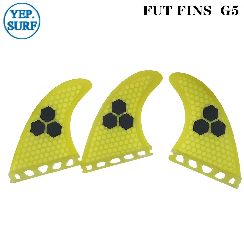 Плавники для серфинга Future G5 плавники желтого/черного/зеленого сотового цвета