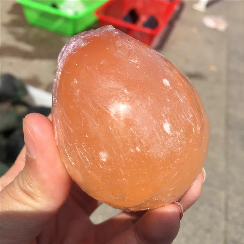 Natural Orange Selenite Egg Crystal Quartz Oval Ball Massage Tool Palm Stones Fraueneis Mineral Specimen As Gifts | Дом и сад