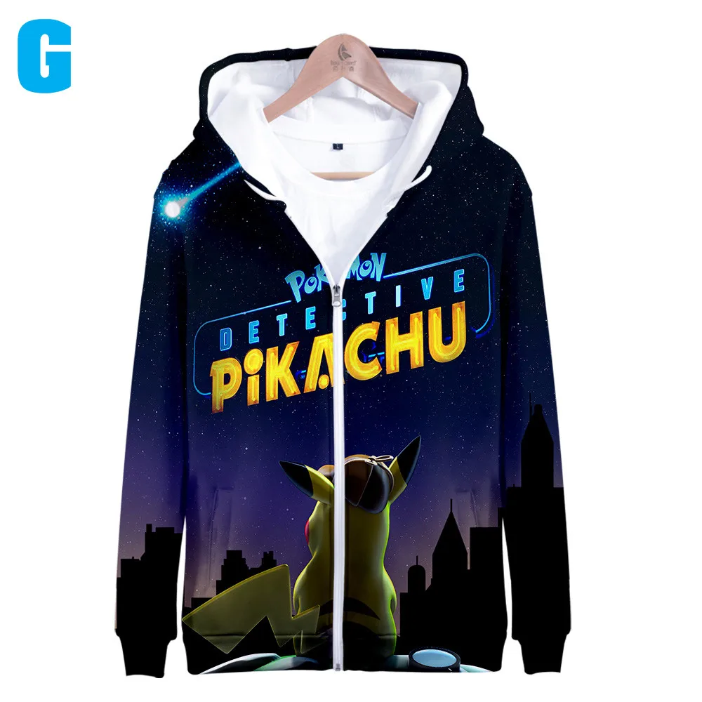 Женские толстовки с капюшоном Pokemon Pikachu худи на молнии мужские пуловер длинными