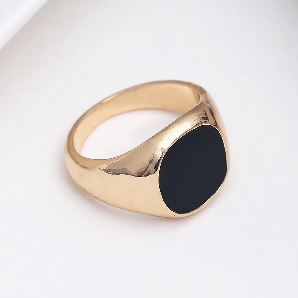 

Fashion Gold-Color Men Rings Black Enamel Male Finger Rings Steampunk Jewelry Rings For Neutral Bague Homme J02818