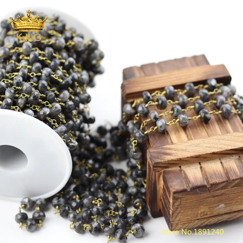 

5meters Black Labradorite Faceted Loose Beads Chains Jewelry Crafts,Cut Rondelle Stones Beads Rosary Chains Findings ZJ235