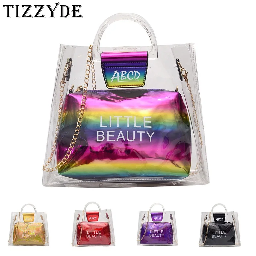 Новинка 2019 Прозрачный женский кошелек на плечо портативная пляжная сумка с