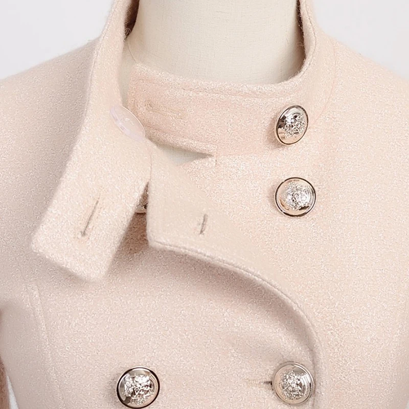 SETWIGG Женское зимнее двубортное кашемировое платье пальто со стоячим воротником