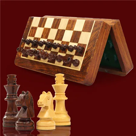 Size M BSTFAMLY деревянный Шахматный набор игры, портативная игра международных магнитных шахмат, складная шахматная доска деревянные шахматы штук, LA9 - Цвет: Size M