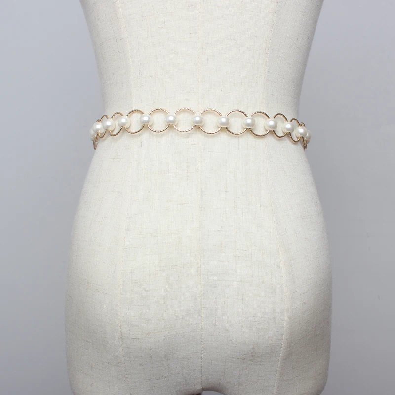 Новинка модный роскошный женский ремень с жемчугом металлическая кисточка