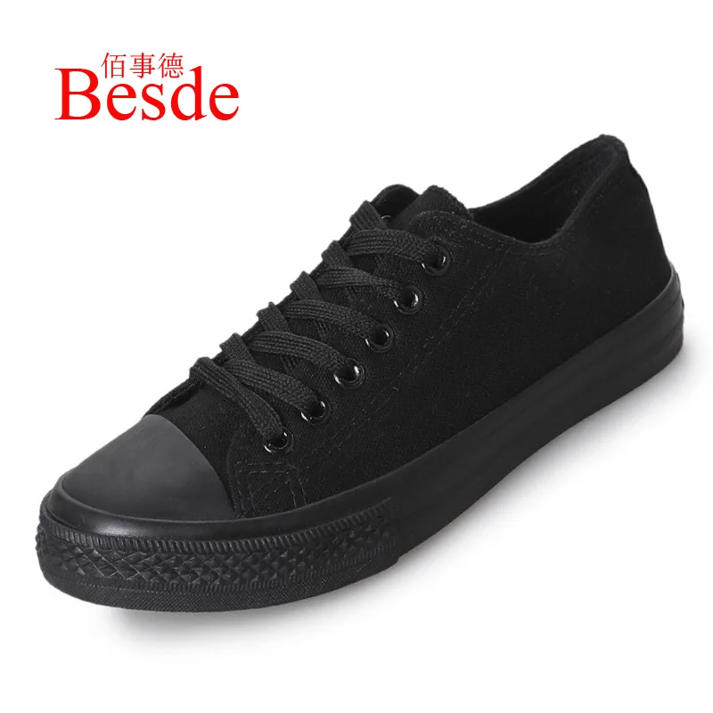 Black Casual shoes women canvas unisex sneakers size max 43/44 breathable flat ladies leisure cheap shoes china sneakers girls shoes - Color: Black