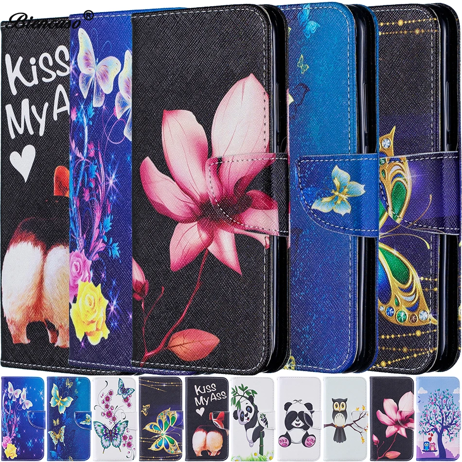 

Lotus Flip Case For coque huawei p20 Cover For Huawei P30 Y6 Pro 2017 P10 Lite Honor 7X 6X 6C Mate 10 Lite Nova 2i Stand Fundas