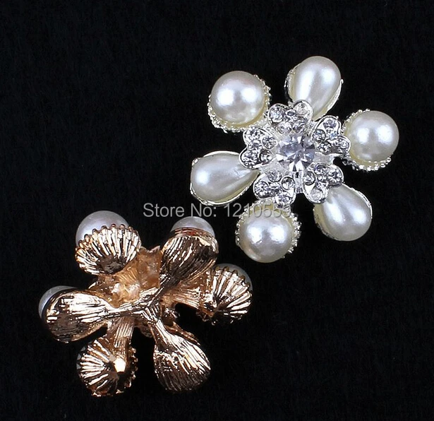 30 Pieces Flatback Flower Rhinestone Pearl Button Gold Plated Embellished | Дом и сад