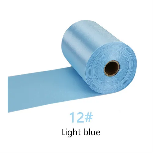 12-Light blue 25 метров/рулон 8 см/10 см/15 см в ширину шампанского атласная лента полиэстер лента для свадебного стула/автомобиля/вечерние украшения Ручное шитье DIY - Цвет: 12-Light blue