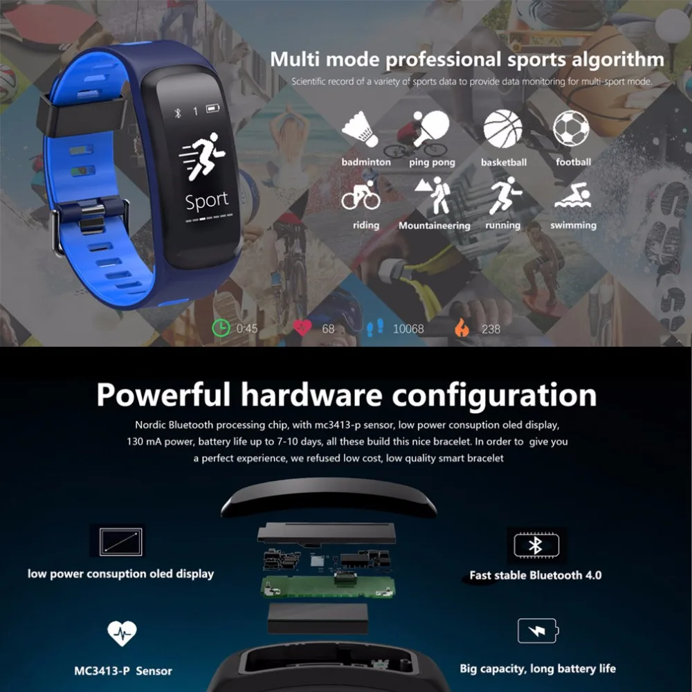 

DTNO.1 F4 Smart Wristbands Bluetooth 4.2 Fitness Tracker Activity Tracker Blood Pressure Oxygen Waterproof Sports Smart Bracelet