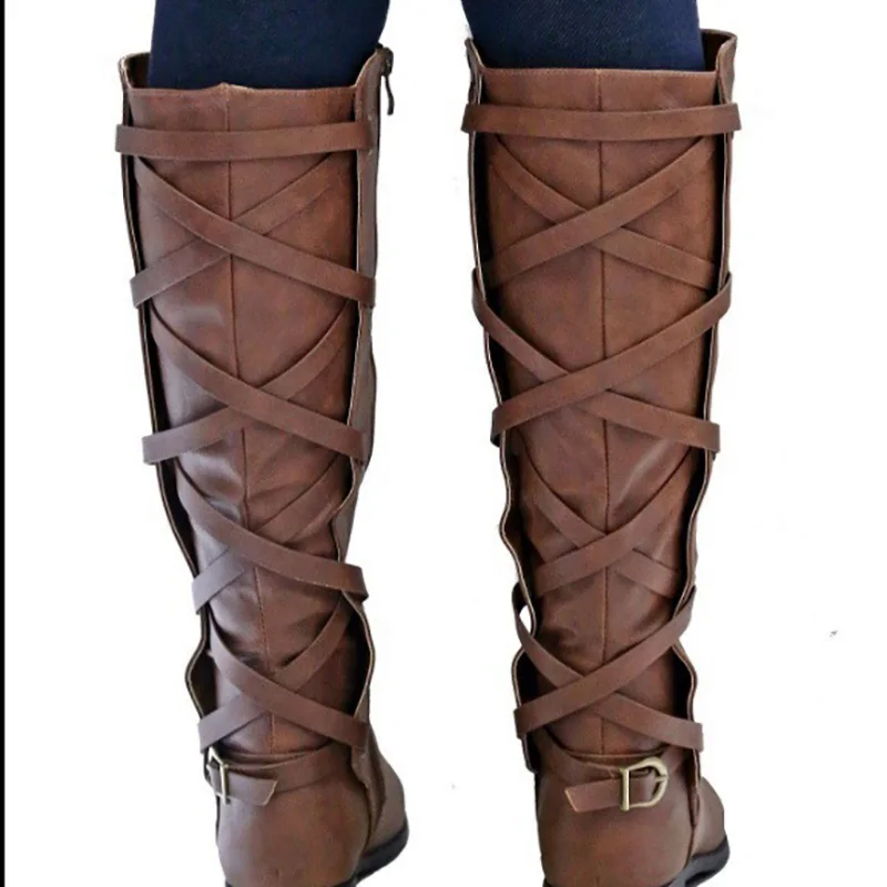 Модные женские байкерские сапоги COSIDRAM до колена из искусственной кожи осень-зима